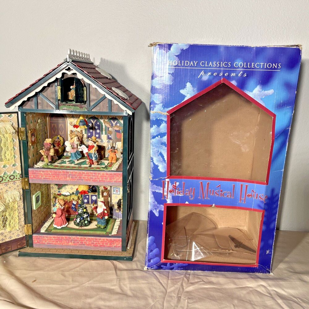 VTG Christmas Wind Up Musical House Lighted Santa Holiday Classics Collection